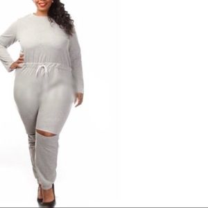 Plus Size one piece jumpsuit with knee slit